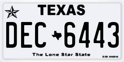 TX license plate DEC6443