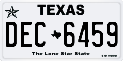 TX license plate DEC6459