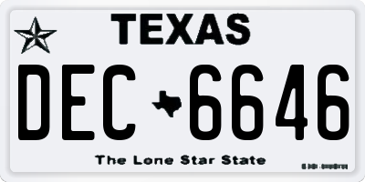 TX license plate DEC6646