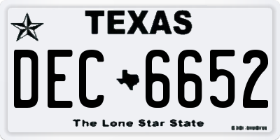 TX license plate DEC6652