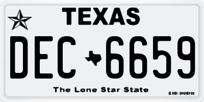 TX license plate DEC6659