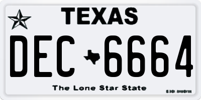 TX license plate DEC6664