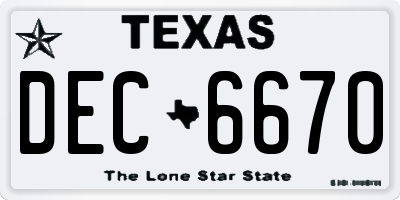 TX license plate DEC6670