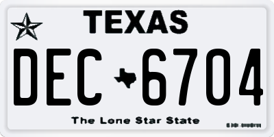 TX license plate DEC6704