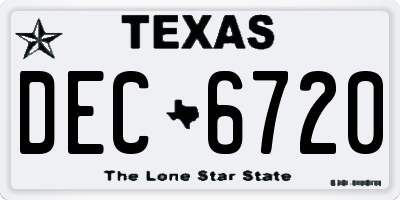 TX license plate DEC6720