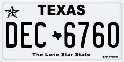 TX license plate DEC6760