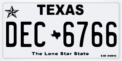 TX license plate DEC6766