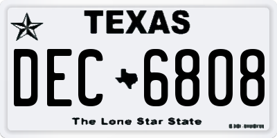 TX license plate DEC6808