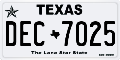 TX license plate DEC7025