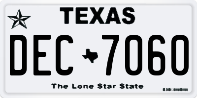 TX license plate DEC7060