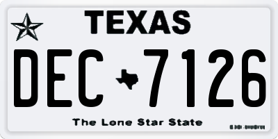 TX license plate DEC7126