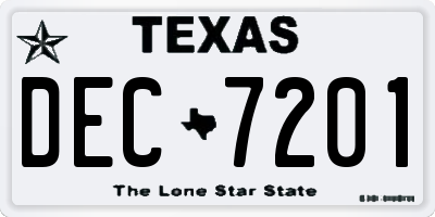 TX license plate DEC7201