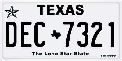 TX license plate DEC7321