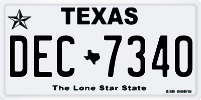 TX license plate DEC7340