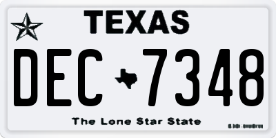 TX license plate DEC7348