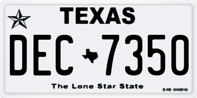 TX license plate DEC7350