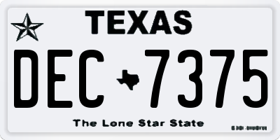 TX license plate DEC7375