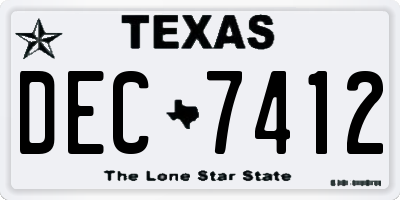TX license plate DEC7412