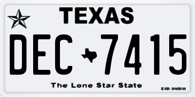 TX license plate DEC7415
