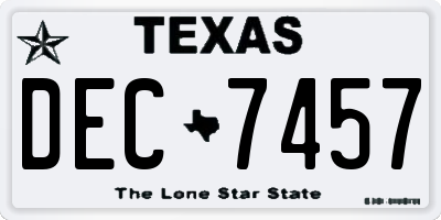 TX license plate DEC7457