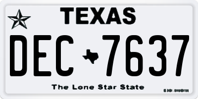 TX license plate DEC7637