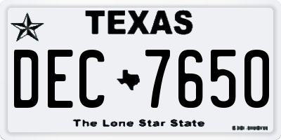 TX license plate DEC7650