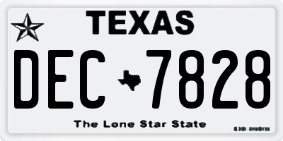 TX license plate DEC7828