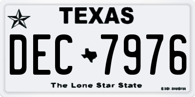 TX license plate DEC7976