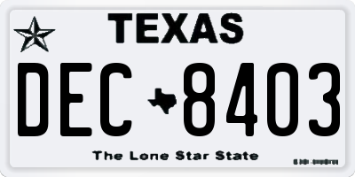 TX license plate DEC8403