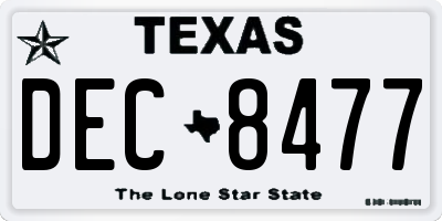 TX license plate DEC8477