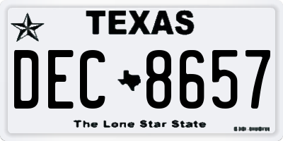 TX license plate DEC8657