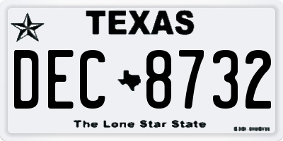 TX license plate DEC8732
