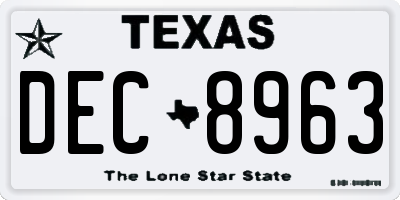 TX license plate DEC8963