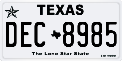 TX license plate DEC8985