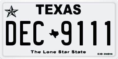 TX license plate DEC9111
