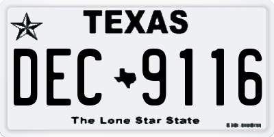 TX license plate DEC9116