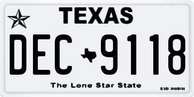 TX license plate DEC9118