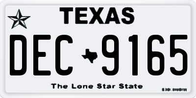 TX license plate DEC9165