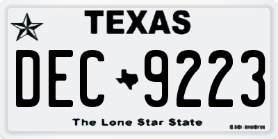 TX license plate DEC9223