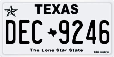 TX license plate DEC9246