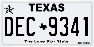 TX license plate DEC9341