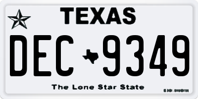TX license plate DEC9349