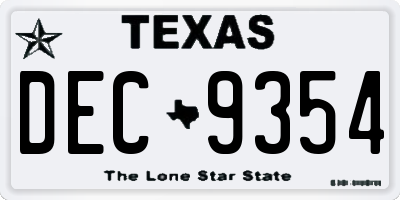 TX license plate DEC9354