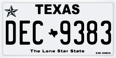 TX license plate DEC9383