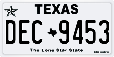 TX license plate DEC9453