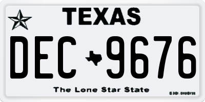 TX license plate DEC9676