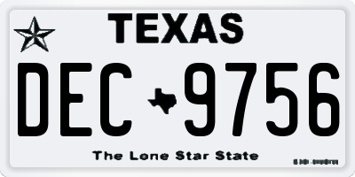 TX license plate DEC9756