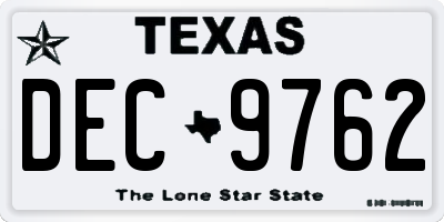 TX license plate DEC9762
