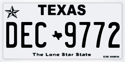 TX license plate DEC9772