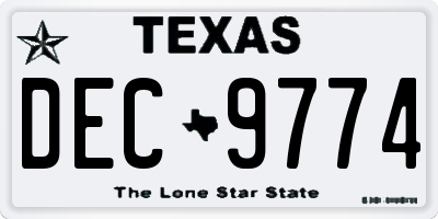 TX license plate DEC9774